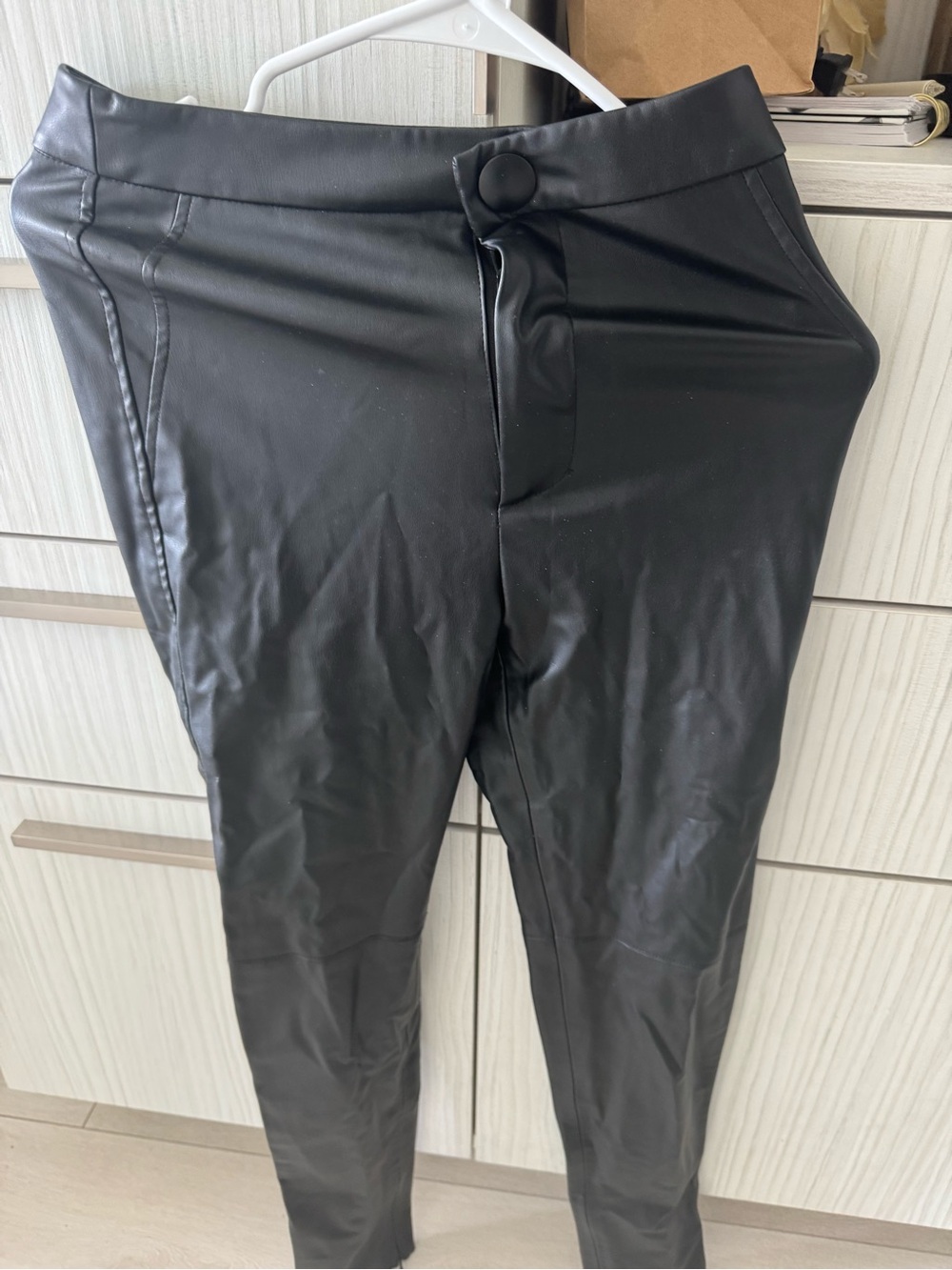 Zara Black Faux Leather High-Waist Ankle Pants